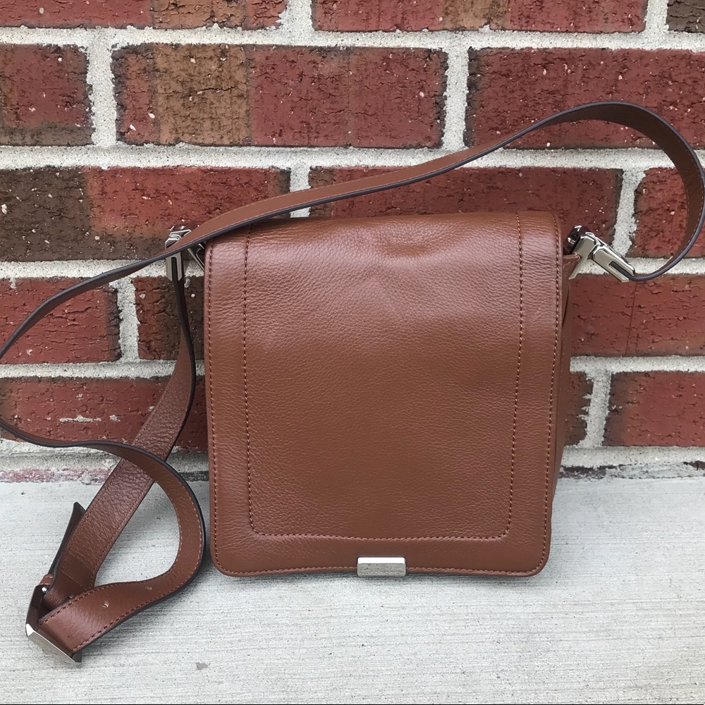 B Makowsky Brown Leather Crossbody Purse